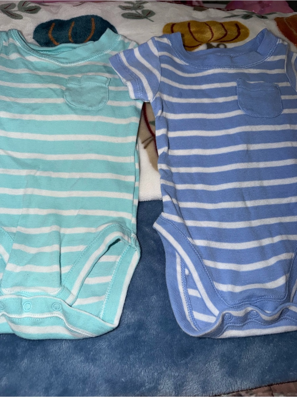 Carter's Striped One-Piece Bodysuits in Blue & Mint